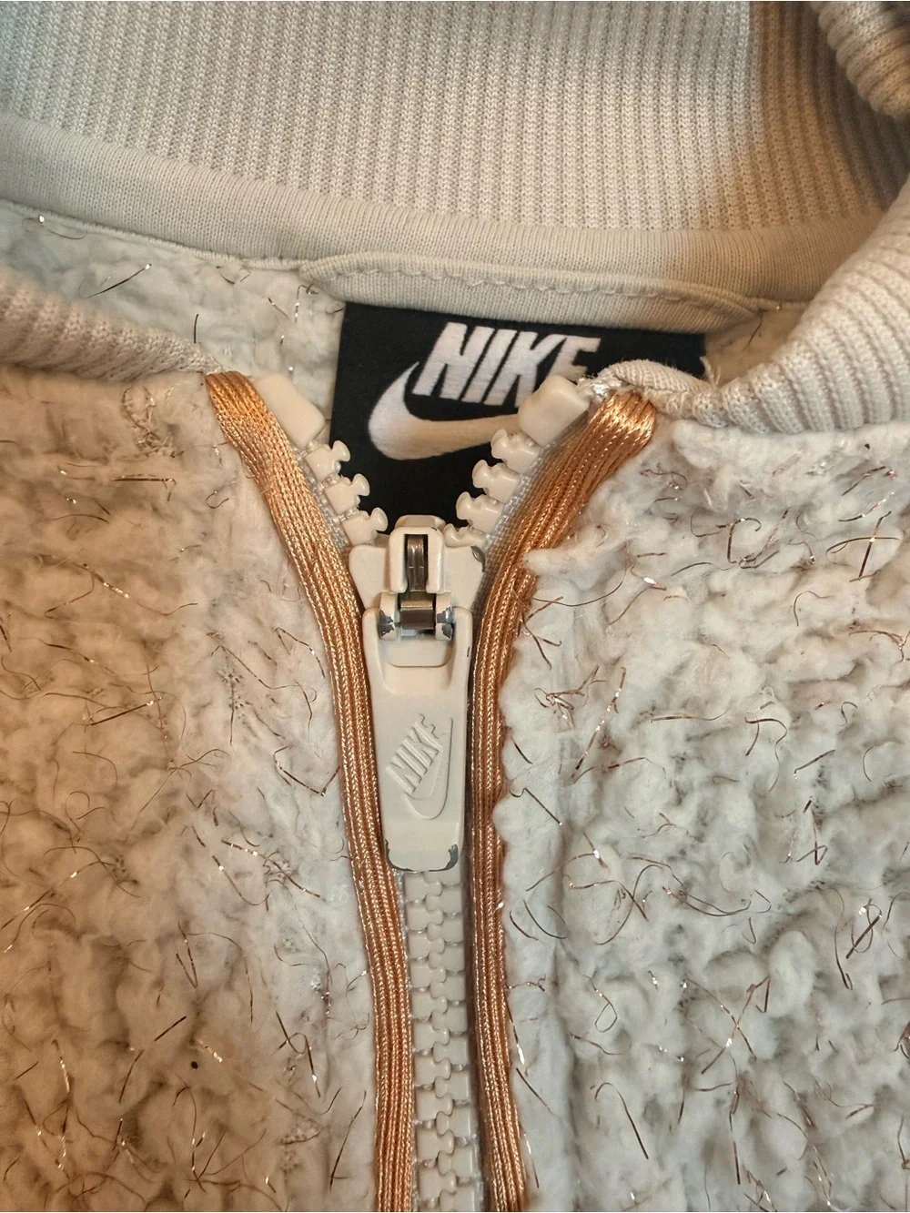 Nike Girl’s Cream Sherpa Zip Jacket